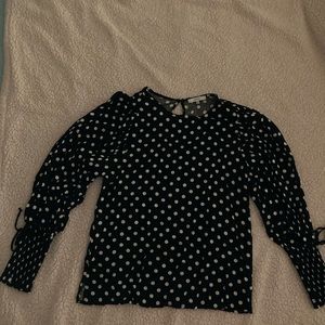 Black & white polkadotted long sleeve shirt